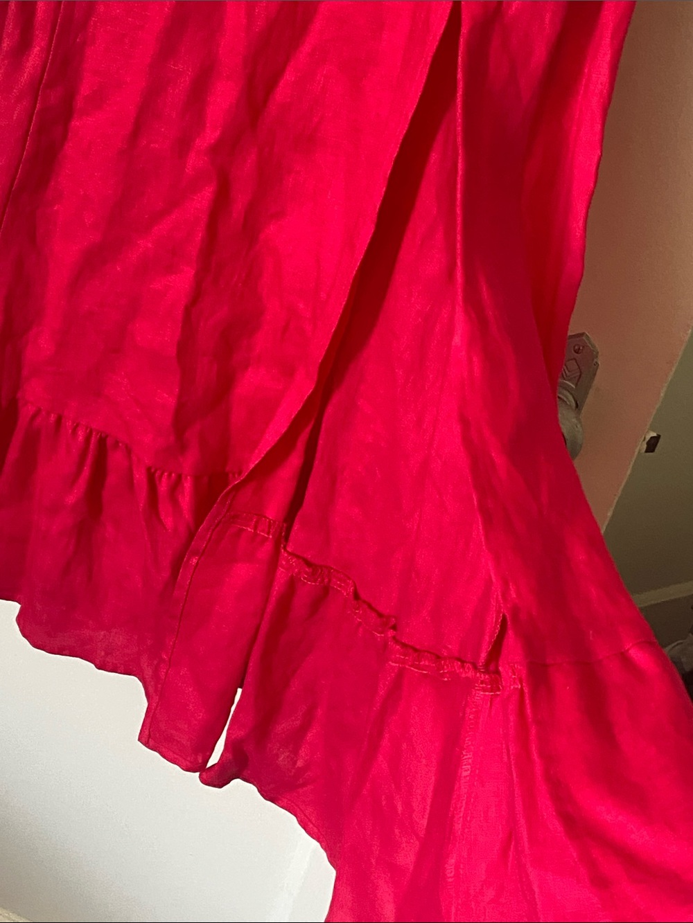 Reformation Women’s Pink Puff-Sleeve High-Slit Midi Dress Size 10. - Picture 11 of 14